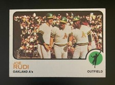 1973 JOE RUDI OAKLAND A's BASEBALL CARD w/Golf Reference on Reverse