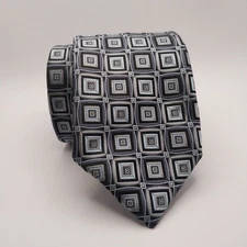 Bergamo New York Tie Blue Gray Geometric Classic