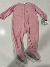 Vintage Carters Girls Pink Christmas Pajamas With Tree Footed Button Up 24m NWT