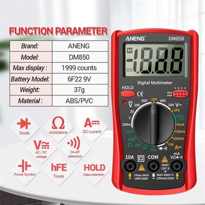ANENG Digital-Multimeter DM850 AC/DC Spannung DC Strom Widerstand Diode HFE