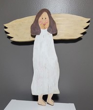 Wooden Angel Handmade Hand Painted Vintage 1990 Original Wall Decor