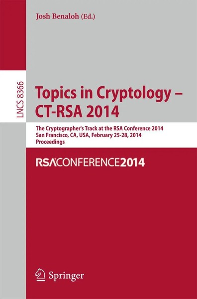 Topics in Cryptology -- CT-RSA 2014 Josh Benaloh Taschenbuch Xi Englisch 2014-image