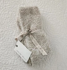 Barefoot Dreams Womens O/S CozyChic Socks Cream, He Stone White, Heathered NWT