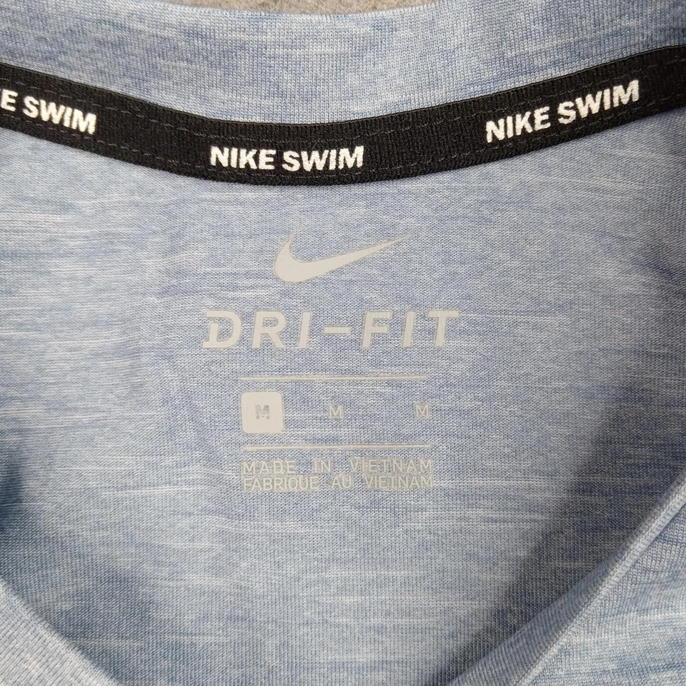 Nike Shirt Mens Medium Swim Dri-Fit Blue Heather Athletic Tee Performance - Image 2 of 4
