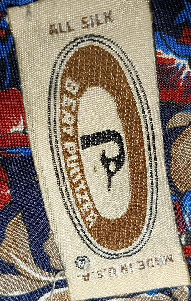 Corbata floral azul Bert Pulitzer para hombre 100 % seda hecha en EE. UU. Foto 4 de 4