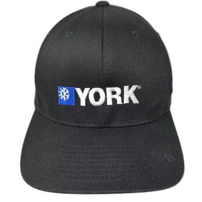 Port Authority York HVAC Embroidered Logo Black Baseball Cap XL Flexfit Hat