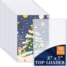 32 Pack Toploaders for Cards, 5X7 Photo Sleeves, Rigid Hard Plastic Card Sleeve-