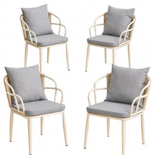 4er Set Gartenstühle Aluminium mit Kissen – Terrasse Balkon Gartenstuhl Set