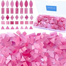ICY Pink Stained Glass Mosaic Tiles Kit for Crafts - 240 Pieces, 5 Shapes DIY
