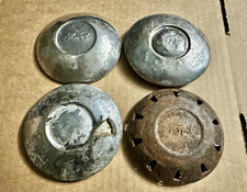 Vintage Ford Script Hubcaps Grease Caps Wheel Center Caps Lot Of 4 Patina 3.5
