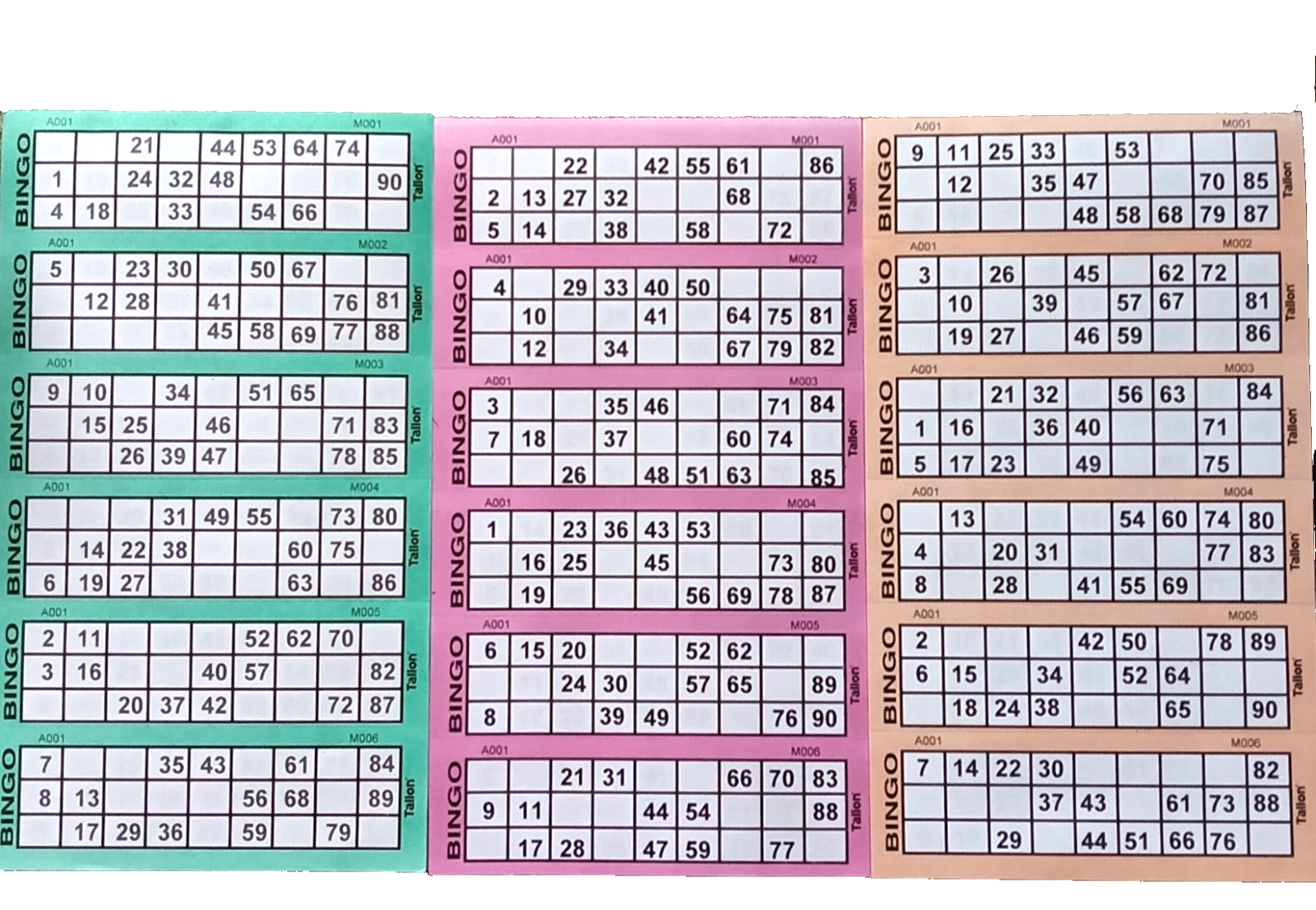 Bingo Tickets Security Coded Perforated Fun Game Activity 21 x 12cm
