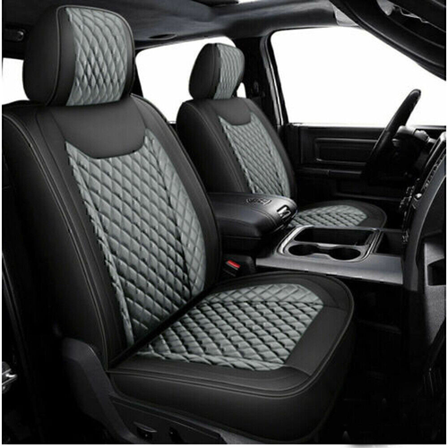 XIBANY Leather Car Seat Covers Full Set for Dodge RAM 1500/2500 / 3500, Car Seat Protector Waterproof Breathable Cushion, Custom Front Rear Seat Cover