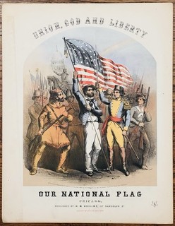 partituras raras GUERRA CIVIL UNIÓN DIOS Y LIBERTAD Chicago 1861 Endicott Lith.