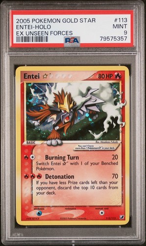 2005 Pokemon Gold Star EX Unseen Forces #113 Entei Holo PSA 9 MINT