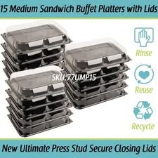 Medium Sandwich Platter with Lids x 15 Catering Cake Buffet Party Platters Trays