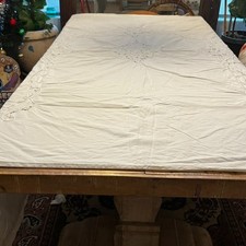 White Duvet Cover Lace Cutout Detail Scallop Edge 81x84" Romantic Cottage