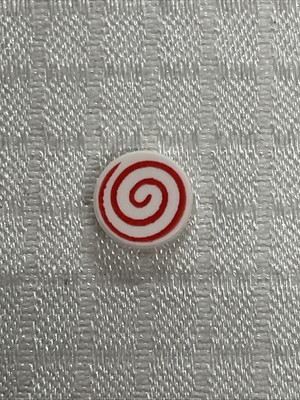 LEGO 98138pb013 White Tile, Round 1 x 1 Red Spiral Pattern