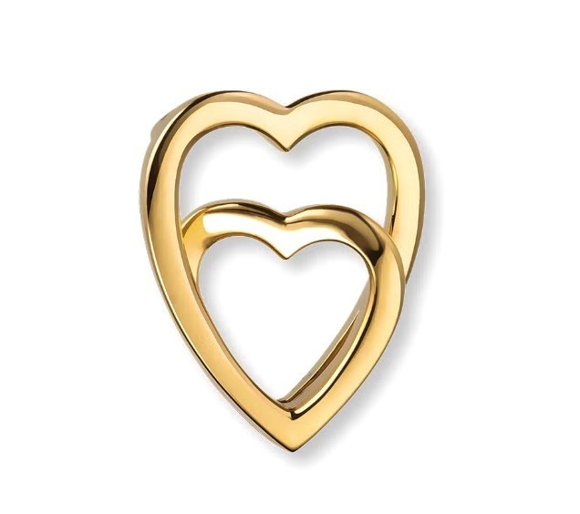 Cartier 18k Yellow Gold Double Two 2 Heart Pendant Necklace Top Charm