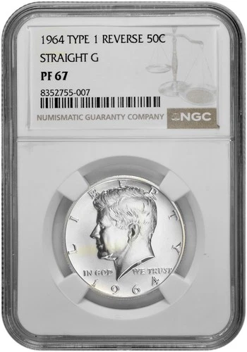 1964 Type 1 Straight G 50c Silver Proof Kennedy Half Dollar NGC PF 67 New Holder