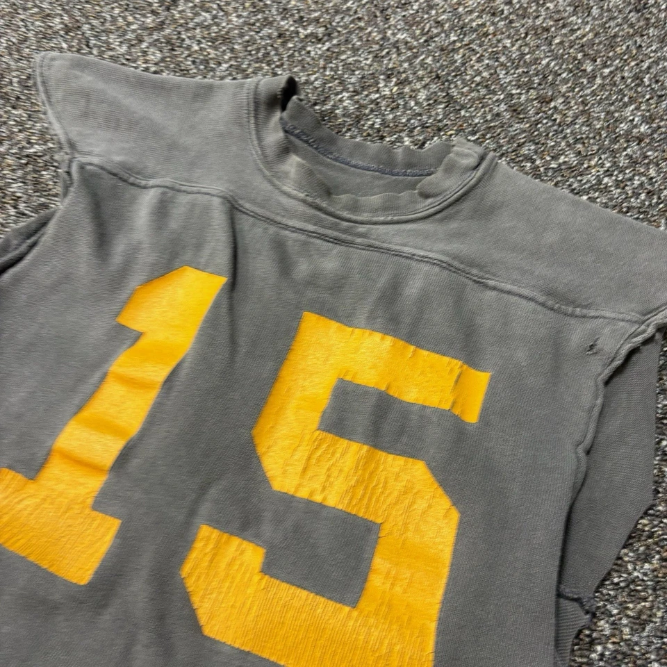 Camiseta sin mangas deportiva True Vintage años 50 negra de algodón descolorida picada Xs rara Foto 3 de 4