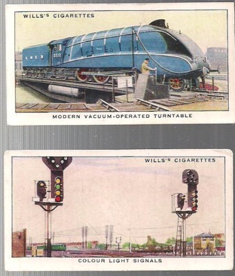 wills cigarette cards railway equipment 1938 RAILWAY EQUIPMENT W.D. & H.O. Wills U.K. (2) cards