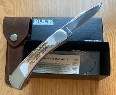 RARE BUCK 110 CUSTOM STAG & SCENE KNIFE NEVER USED IN BOX RARE BUCK 110 CUSTOM STAG & SCENE KNIFE NEVER USED IN BOX