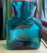 Blenko Handblown Glass Seafoam Green 384 Water Bottle Signed By Richard In 2000