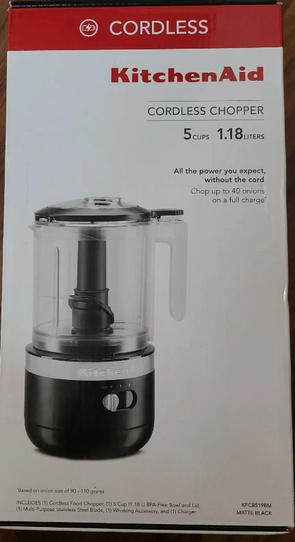 New KitchenAid 5-Cup Mini Food Chopper Cordless KFCB519BM, Matte Black - Image 4 of 4