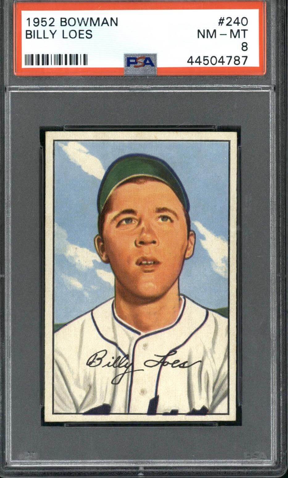 1952 Bowman #240 Billy Loes - PSA 8
