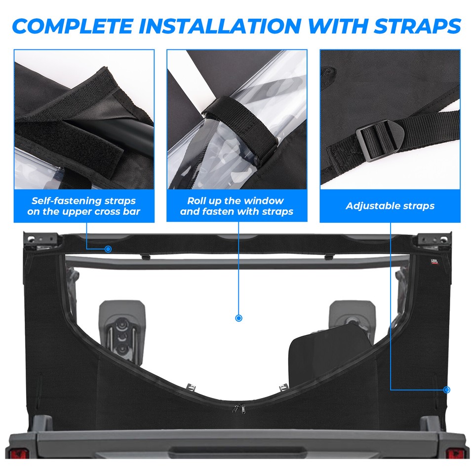 KEMIMOTO Fabric Rear Panel w/Open Window for Honda Pioneer 1000/1000-5 ...