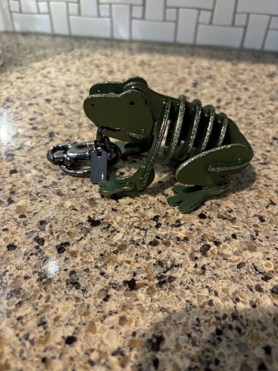 COACH FROG GREEN SKELETAL PUZZLE GLITTER SMALL BAG CHARM FOB