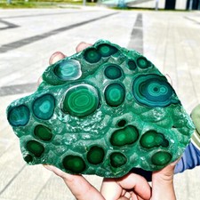2.68LB Natural polyocular malachite quartz crystal lustrous mineral specimen
