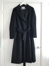 Hobbs Olivia Pure Wool Wrap Coat Belted Size Uk 18 (us 14) Black Rrp £349