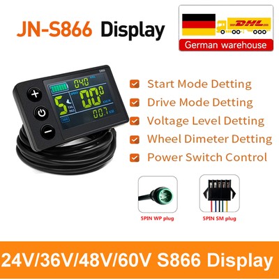 E-bike Electric Scooter 24V 36V 48V 60V S866 LCD Display Power Speed Meter Panel