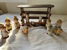 Children's Porcelain  Musical Nativity Set with Manger  12 piece