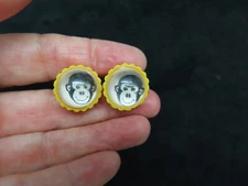 Vintage 1980's Yellow BUBBLE Monkey Pierced Earrings