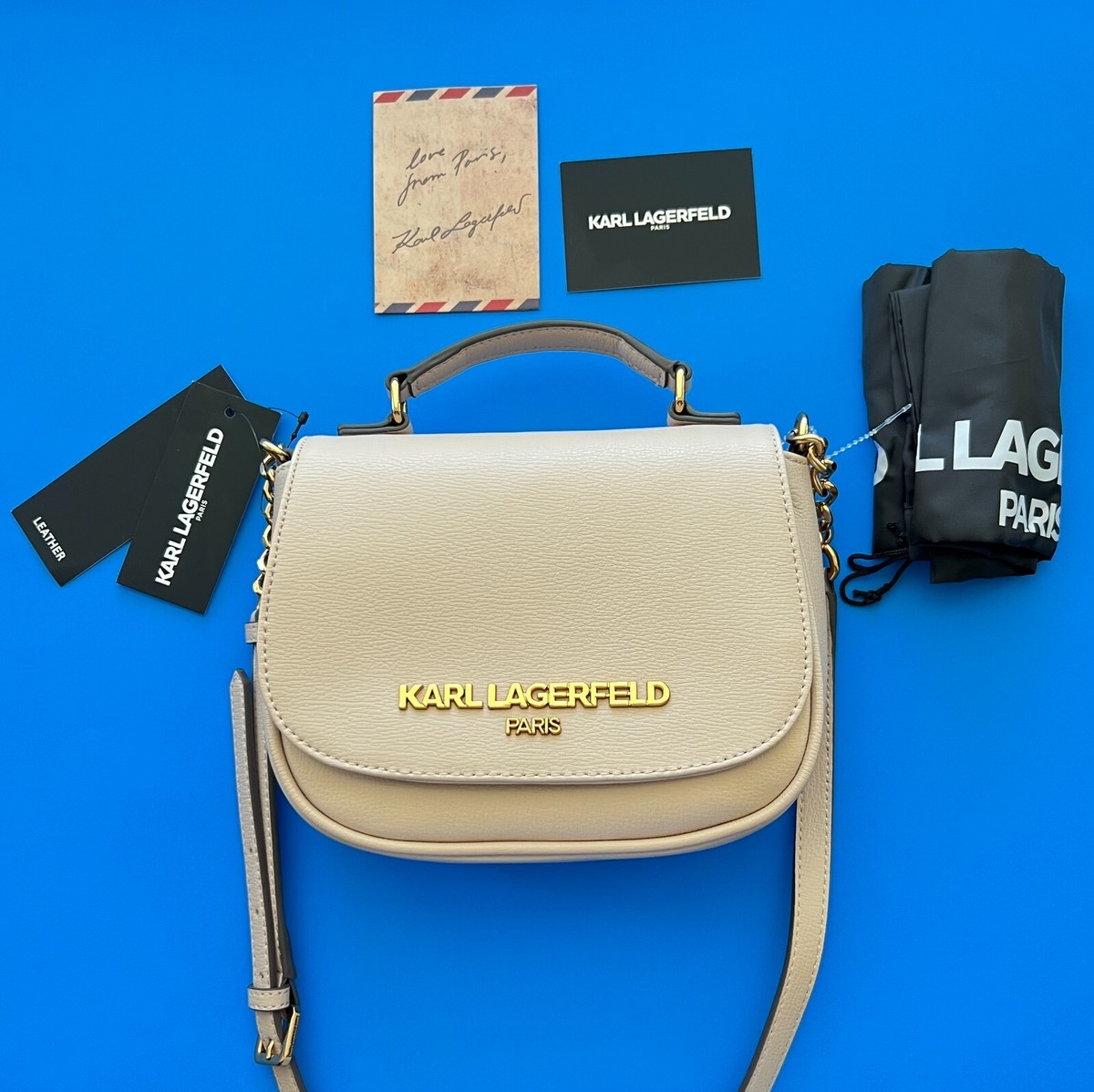 RARE $228 Karl Lagerfeld Genuine Leather Classic Small Shoulder