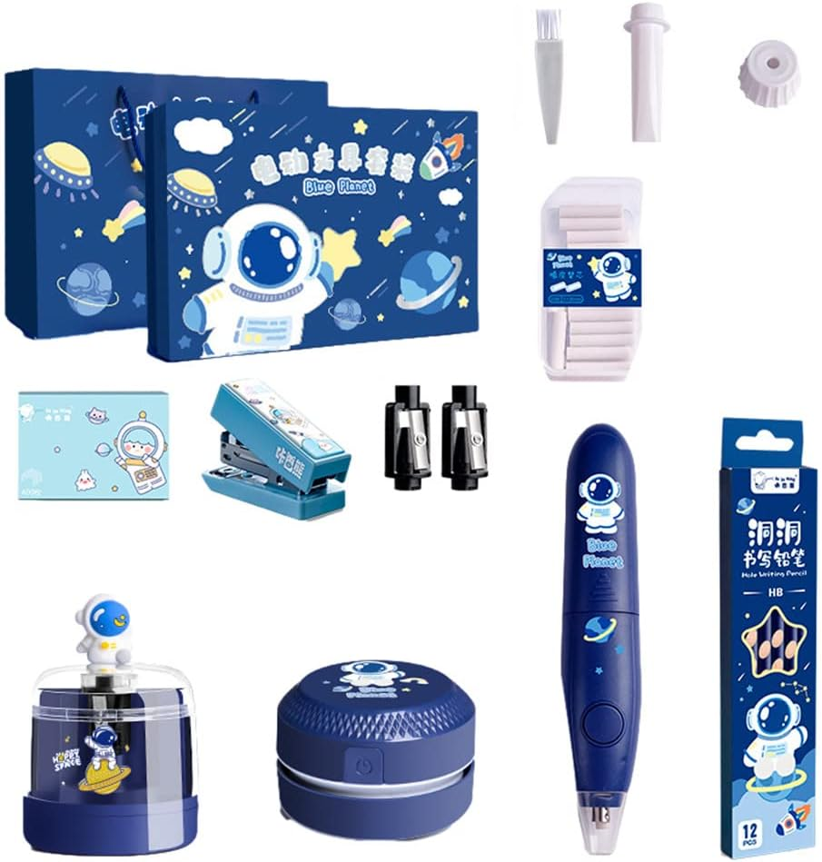 Stationery Gift Box Set Electric Pencil Sharpener+Electric Eraser+Eraser Refill+