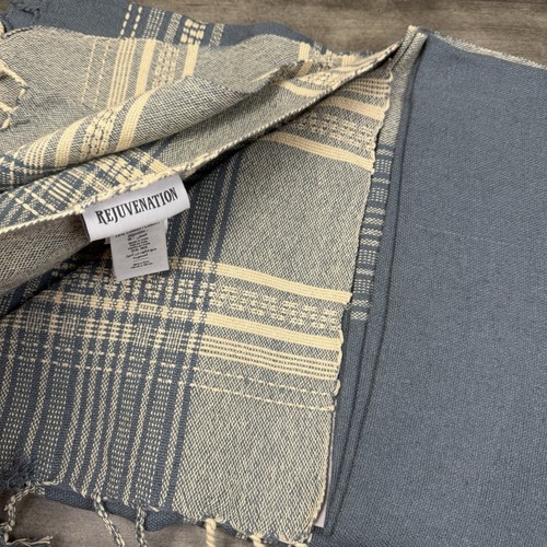 Rejuvenation Woven Dobby Linen Throw Blanket 56”x72” Mist Blue Gray Ivory NWOT - 第 5/9 張圖片