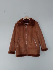 Qvc Faux Suede&faux Fur Biker Jacket By Nina Leonard Cognac Size Medium Bnwot.
