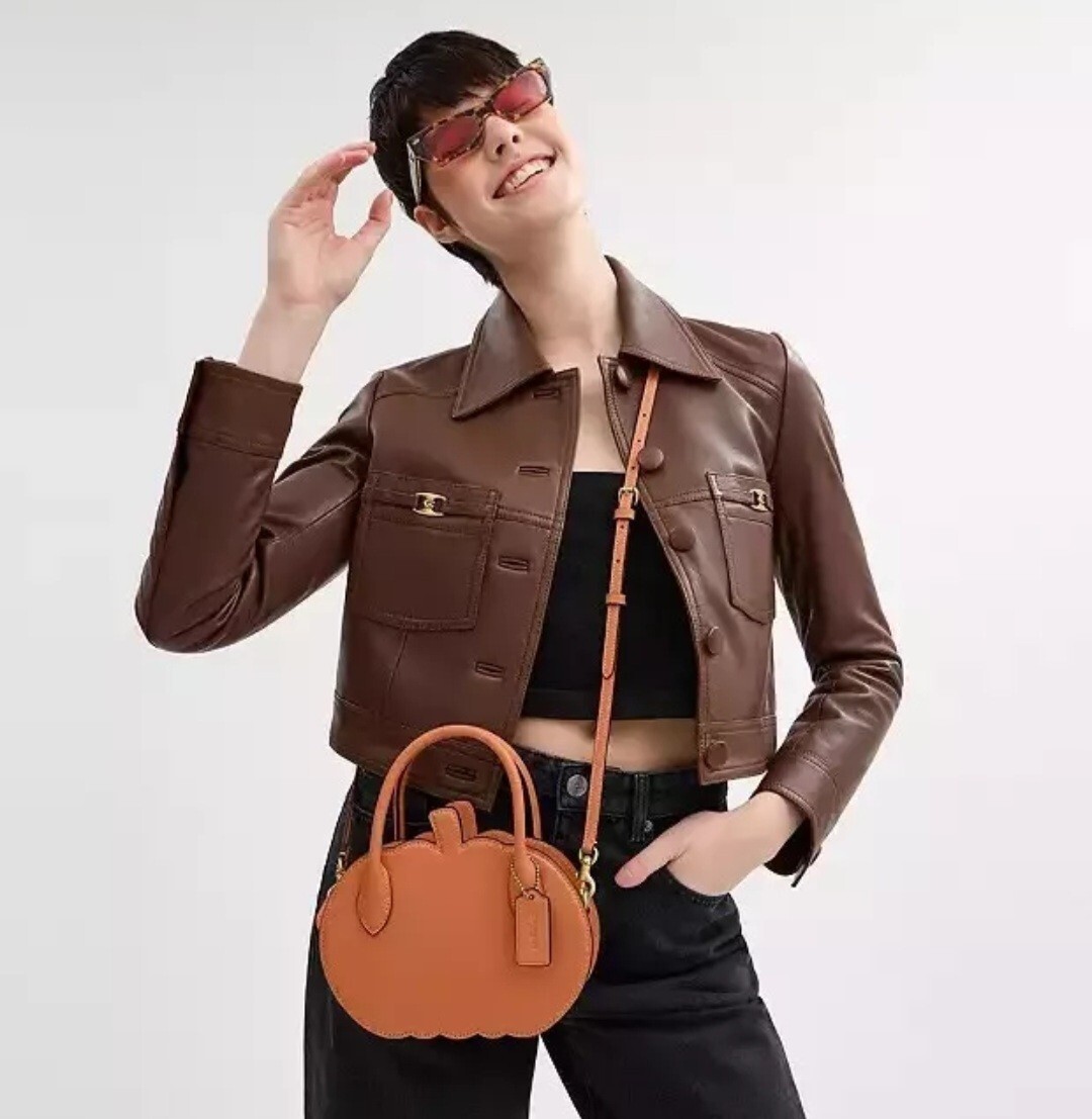 NEW! Coach Pumpkin Purse Bag Runway CU868 Orange Leather Fall