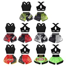Kids Girls Crop Top With Shorts Cross Tracksuits Breathable Vest And Bottoms