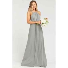 Show Me Your Mumu Amanda Maxi Dress Backless Soft Charcoal Crisp Gray L