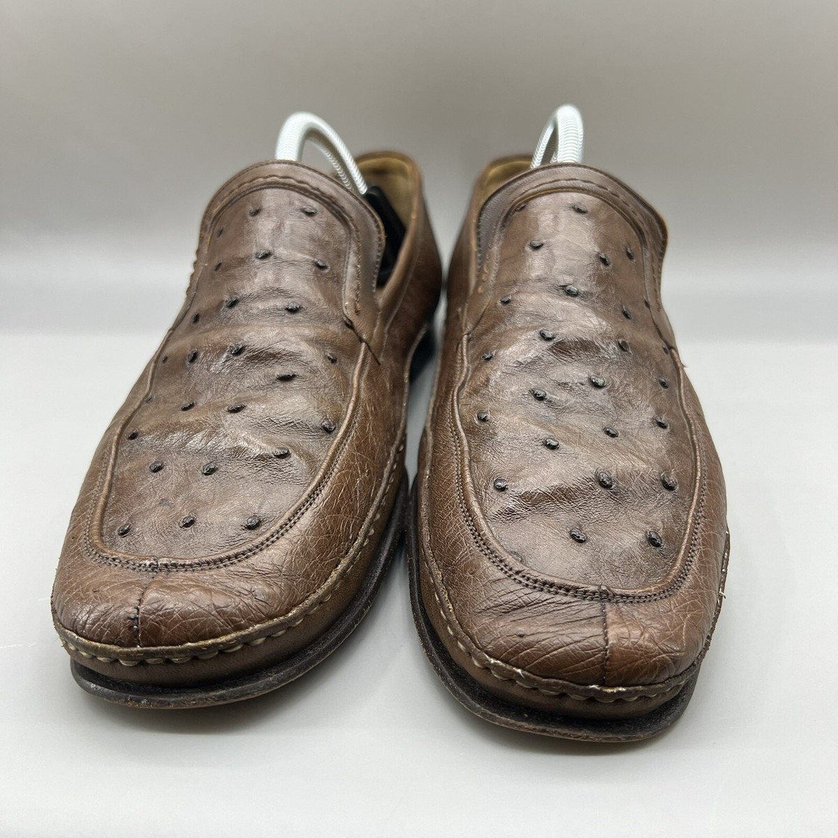 Mezlan Genuine Ostrich Brown/rust Slip On Loafer Mezlan Genuine Ostrich Loafers Men Size 9 M Brown Leather  main image 4