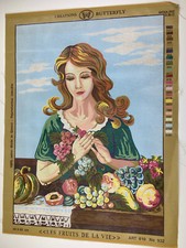 Creations Butterfly Needlepoint Tapestry Canvas Woman 20in By 28in 11 Counts