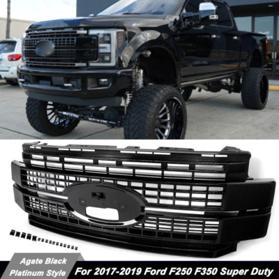 For 2017-2019 Ford F250 F350 Super Duty Platinum Style Grill Agate Black Grille