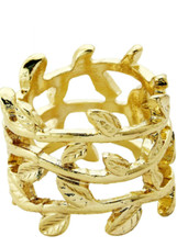 Sterling Forever 14k Gold Plated Olive Leaf Vine Ring Sz 7
