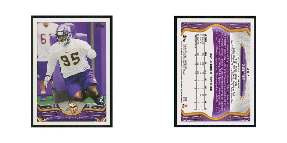 2013 Topps Sharrif Floyd RC Vikings #257 - Image 3 of 3