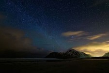Landscape nature arctic sky starry night beach mountains Custom Gaming Mat Desk