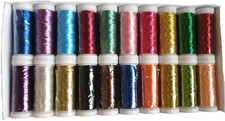 20 Metallic Embroidery Threads Spools, 20 colours 220 YARDS EACH